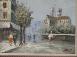 Ölgemälde "Pariser Straßenszene" von Burnett - Antik