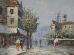Ölgemälde "Pariser Straßenszene" von Burnett - Antik