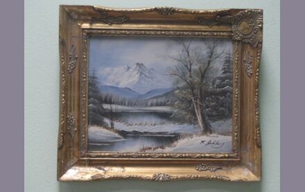 Kleines Ölgemälde "Winterlandschaft" signiert