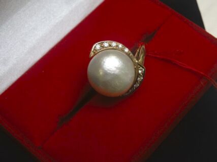 Goldring Unikat Goldschmiedearbeit mit XXL Südseeperle - Meisterpunze