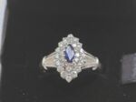 Exklusiver Damenring 14 Karat WG Saphir und Diamanten
