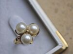 Eleganter Damenring 14 Karat 3 echte Perlen