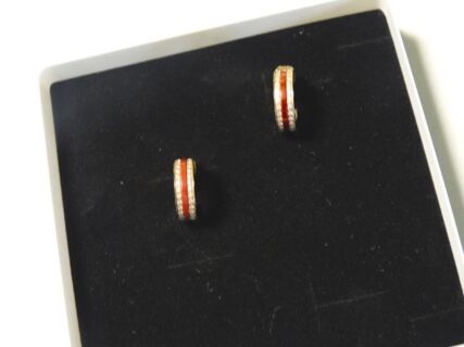 Goldene Ohrringe - Creolen mit Besatz - 14 Karat Gold