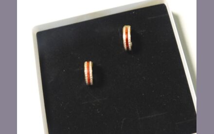 Goldene Ohrringe - Creolen mit Besatz - 14 Karat Gold