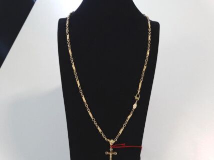 Au&szlig;ergew&ouml;hnliche Antike Kordelkette - mit Kreuz Anh&auml;nger 18 Karat 750 er Gold