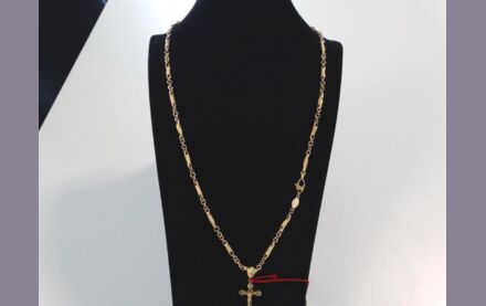 Au&szlig;ergew&ouml;hnliche Antike Kordelkette - mit Kreuz Anh&auml;nger 18 Karat 750 er Gold