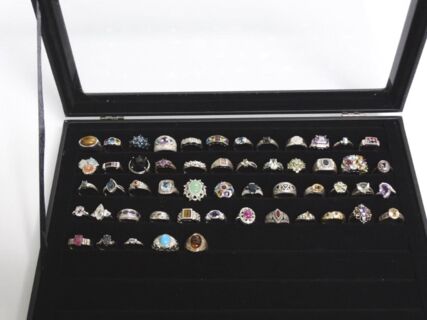 Konvolut Silberringe mit Edelstein Besatz 53 St&uuml;ck f&uuml;r Wiederverk&auml;ufer