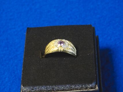 Goldener Damenring VINTAGE 14 Karat GG mit Amethyst und Brillanten