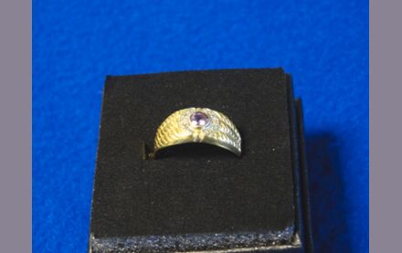 Goldener Damenring VINTAGE 14 Karat GG mit Amethyst und Brillanten