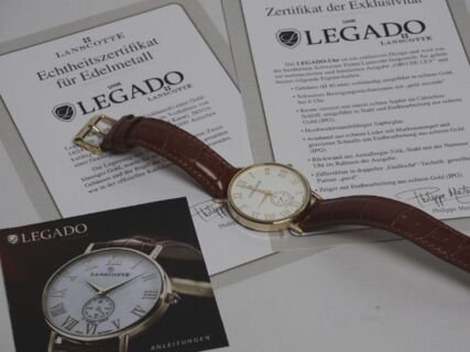 Goldene Herrenuhr LANSCOTTE 14 Karat - limitierte Auflage Nr. 22 von 1000