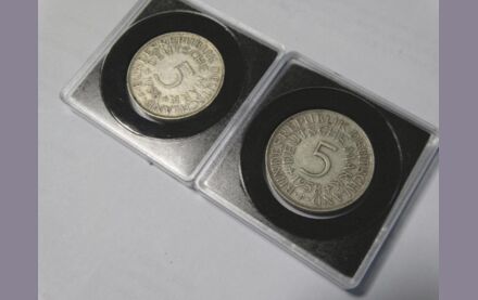 2 x 5 Deutsche Mark Bundesrepublik Deutschland Jahrgang 1958 Pr&auml;gest&auml;tte F