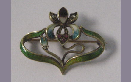 Antike Brosche 18K mit Diamanten und Rubinen um 1900