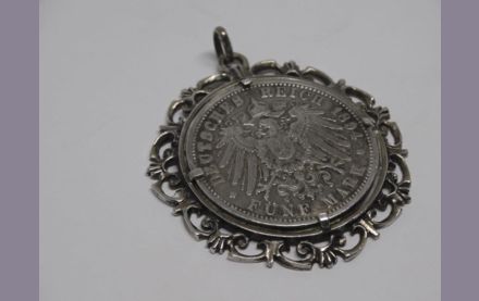 Antiker alter Silbermünzanhänger 1894 Deutsches Reich 5 Mark