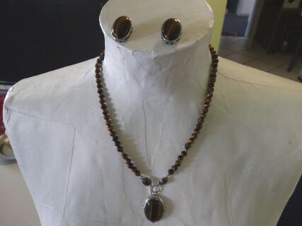 Designer Silberschmuck Set "TIGERAUGE" Kette - Ohrringe