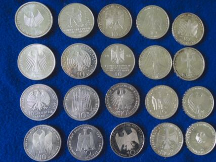 20 Stück 10 Deutsche Mark Silbermünzen