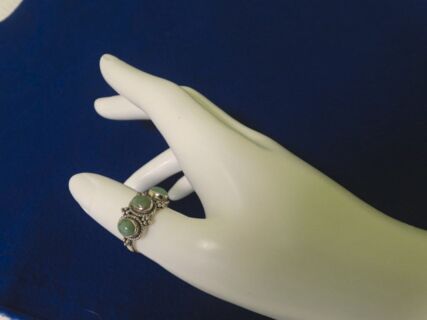 Antiker Silberring - Indianer Ring mit 3 Türkissteinen - 925 er